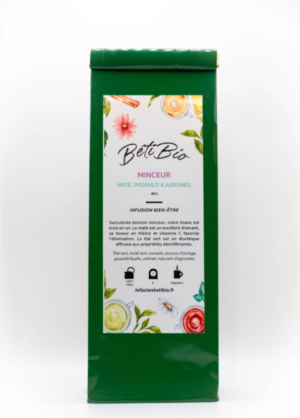 infusion bio minceur – thé vert, maté, pissenlit & agrumes – 100g